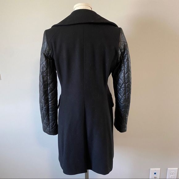 Club Monaco Carolina  Wool Pea Coat Leather Sleeves - Picture 7 of 16